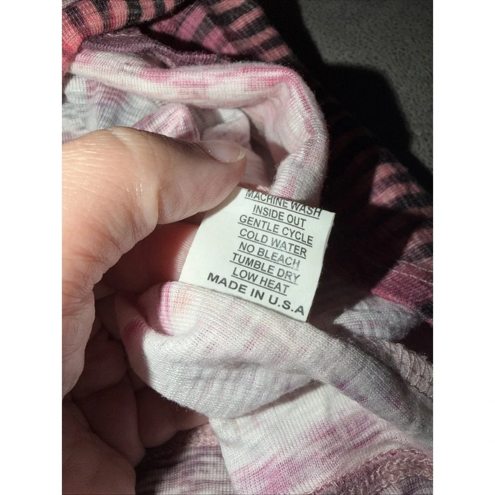 David Cline Women's Crushed Layered Look Tee Long Sleeve Size XS Multi Orchid